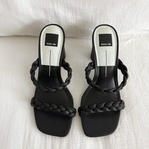 Dolce Vita Black Braided Strappy Heeled Sandals
